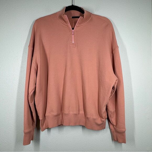 ATM Anthony Thomas Melillo Tops - ATM Anthony Thomas Melillo French Cotton Terry 1/4 Zip Sweatshirt Pink Small